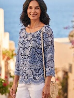 Anthropologie HD In Paris Eyelet Mesh Lace Top - #241